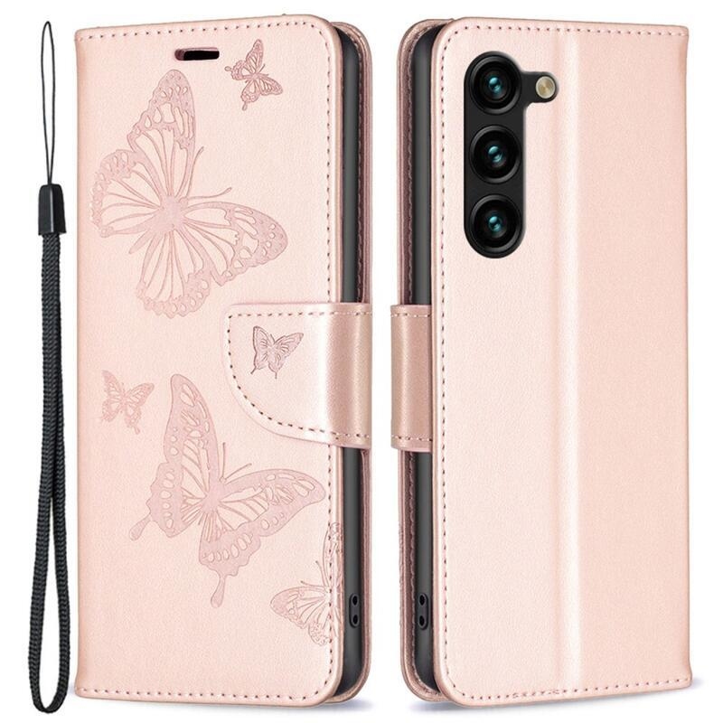 Butterfly peňaženkové púzdro na Samsung Galaxy S23+ - ružovozlaté