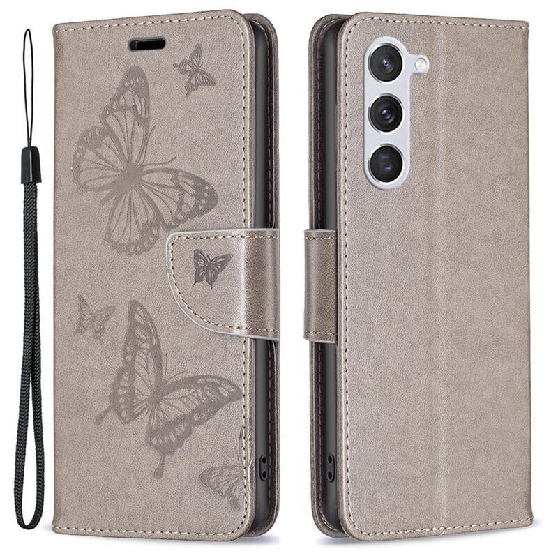 Butterfly peňaženkové púzdro na Samsung Galaxy S23 - šedé