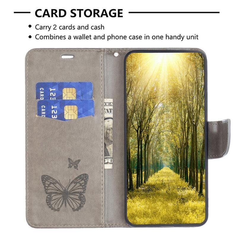 Butterfly peňaženkové púzdro na Samsung Galaxy S23+ - šedé