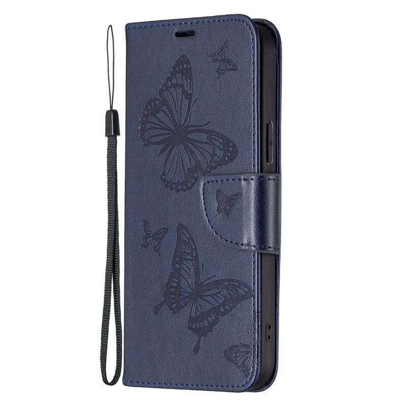 Butterfly peňaženkové púzdro na Samsung Galaxy S23 - tmavomodré