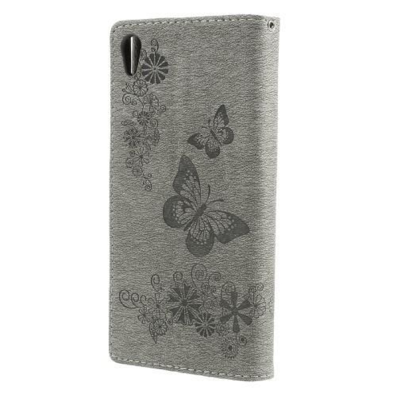 Butterfly peňaženkové puzdro pre Sony Xperia XA1 Ultra - šedé