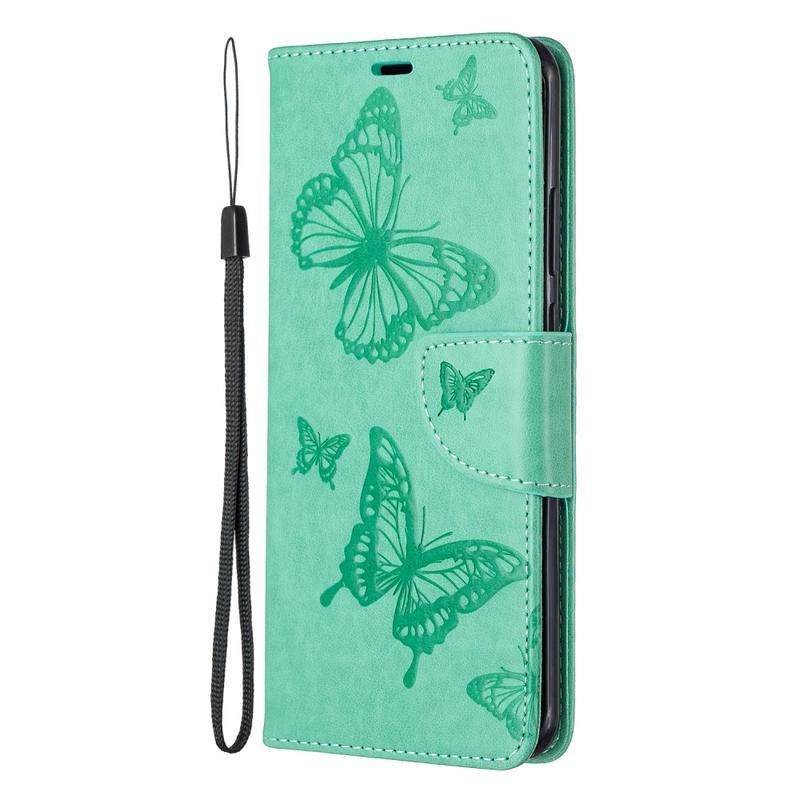 Butterfly PU kožené peněženkové puzdro na mobil Huawei P40 Pro - zelené