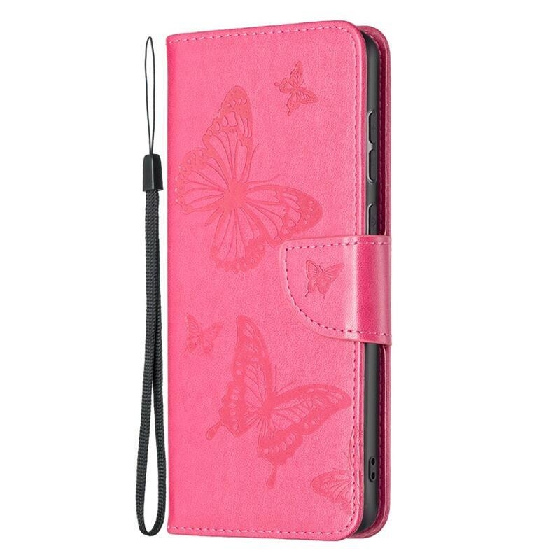 Butterfly PU kožené peňaženkové púzdro na mobil Samsung Galaxy A33 5G - rose