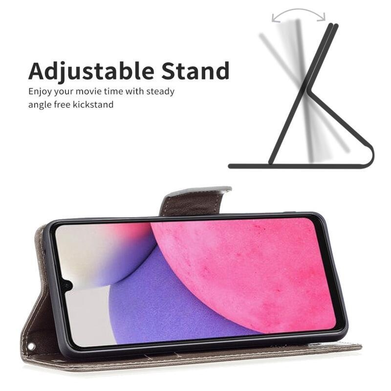 Butterfly PU kožené peňaženkové púzdro na mobil Samsung Galaxy A33 5G - šedé