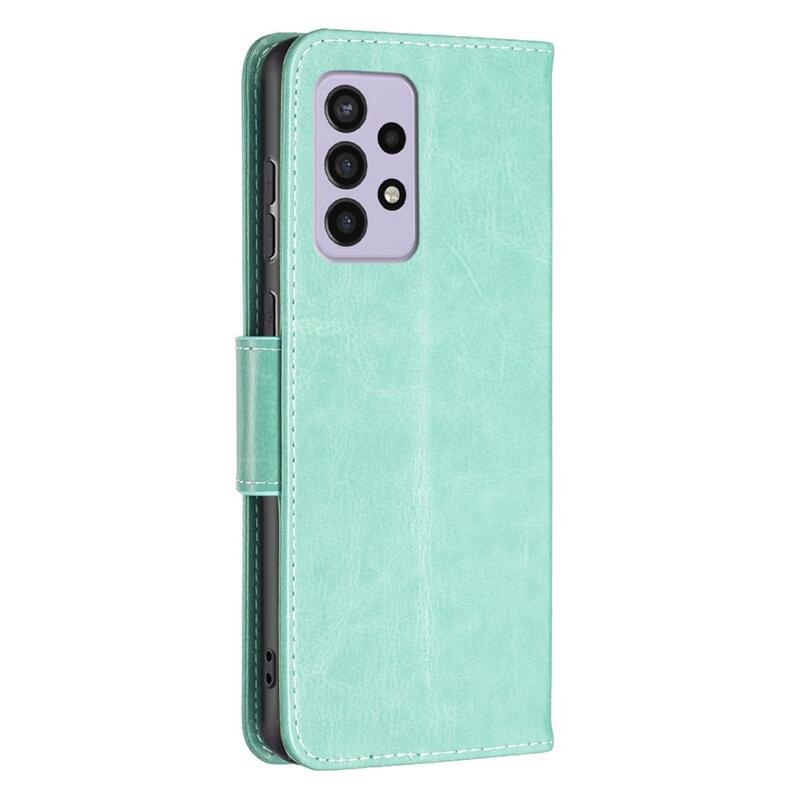 Butterfly PU kožené peňaženkové púzdro na mobil Samsung Galaxy A33 5G - zelené