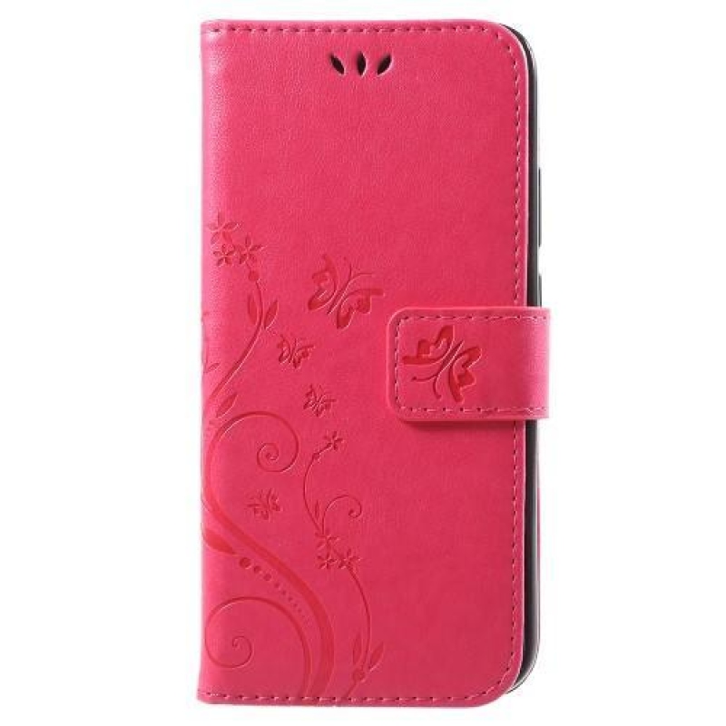 Butterfly PU kožené puzdro na mobil Huawei P20 Lite - rose