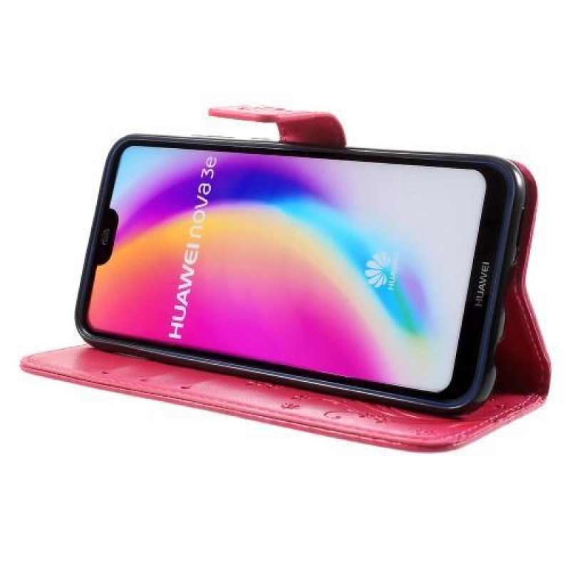 Butterfly PU kožené puzdro na mobil Huawei P20 Lite - rose