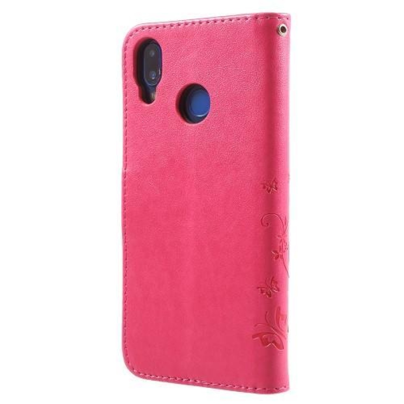 Butterfly PU kožené puzdro na mobil Huawei P20 Lite - rose