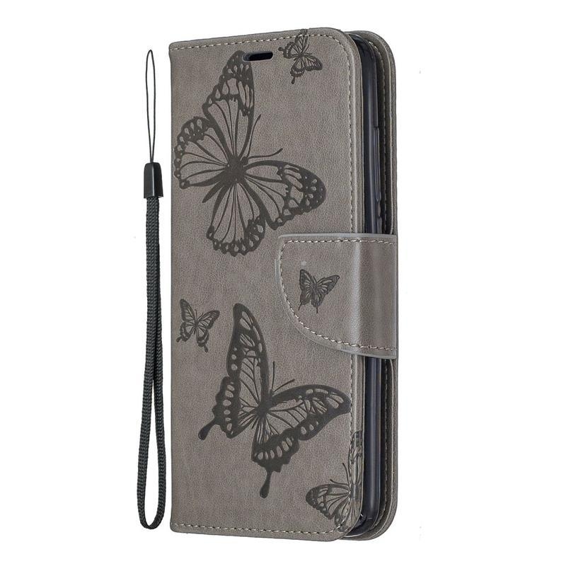 Butterfly PU kožené puzdro na mobil Xiaomi Redmi 7A - šedé