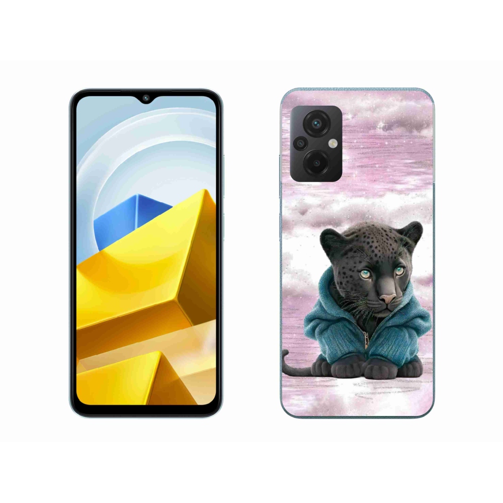 Gélový kryt mmCase na Xiaomi Poco M5 4G - čierny panter vo svetri