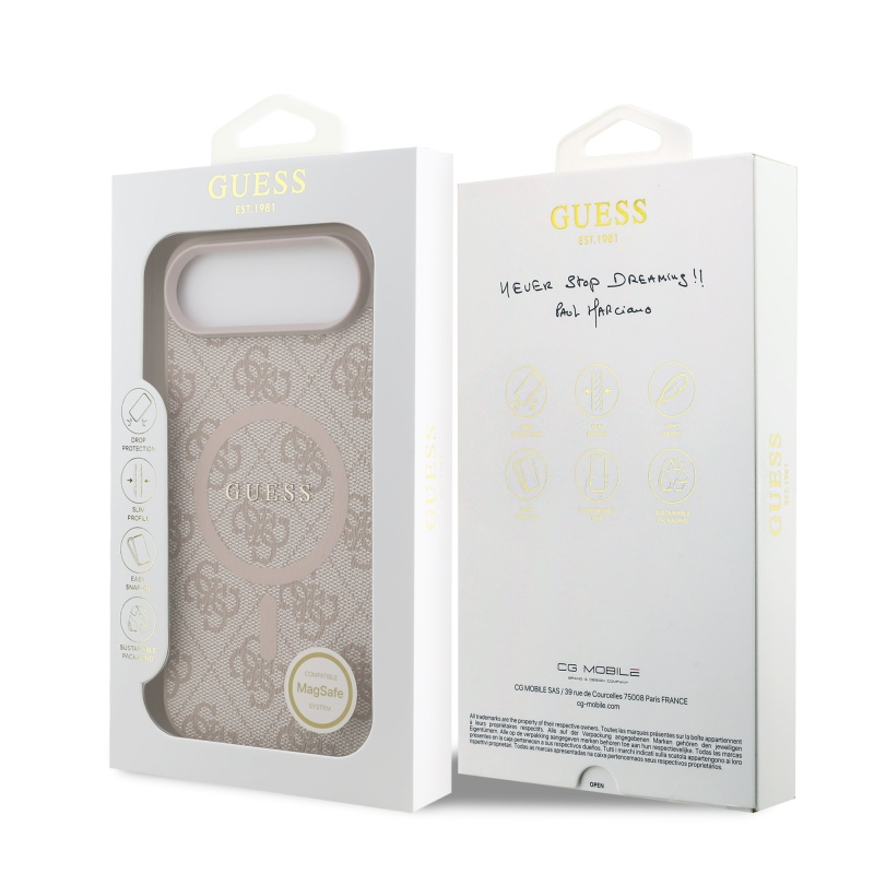 Guess PU kožený zadný kryt 4G Colored Ring MagSafe pre iPhone Air Pink