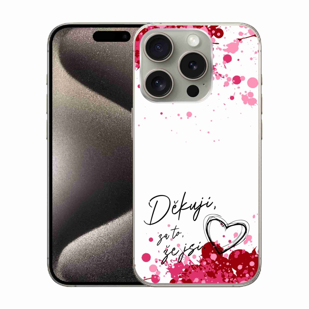 Gélový kryt mmCase na iPhone 15 Pro - zamilovaný text 2 biele pozadie