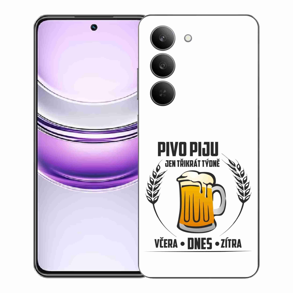 Gélový kryt mmCase na Realme 14x 5G - pivný motív biele pozadie
