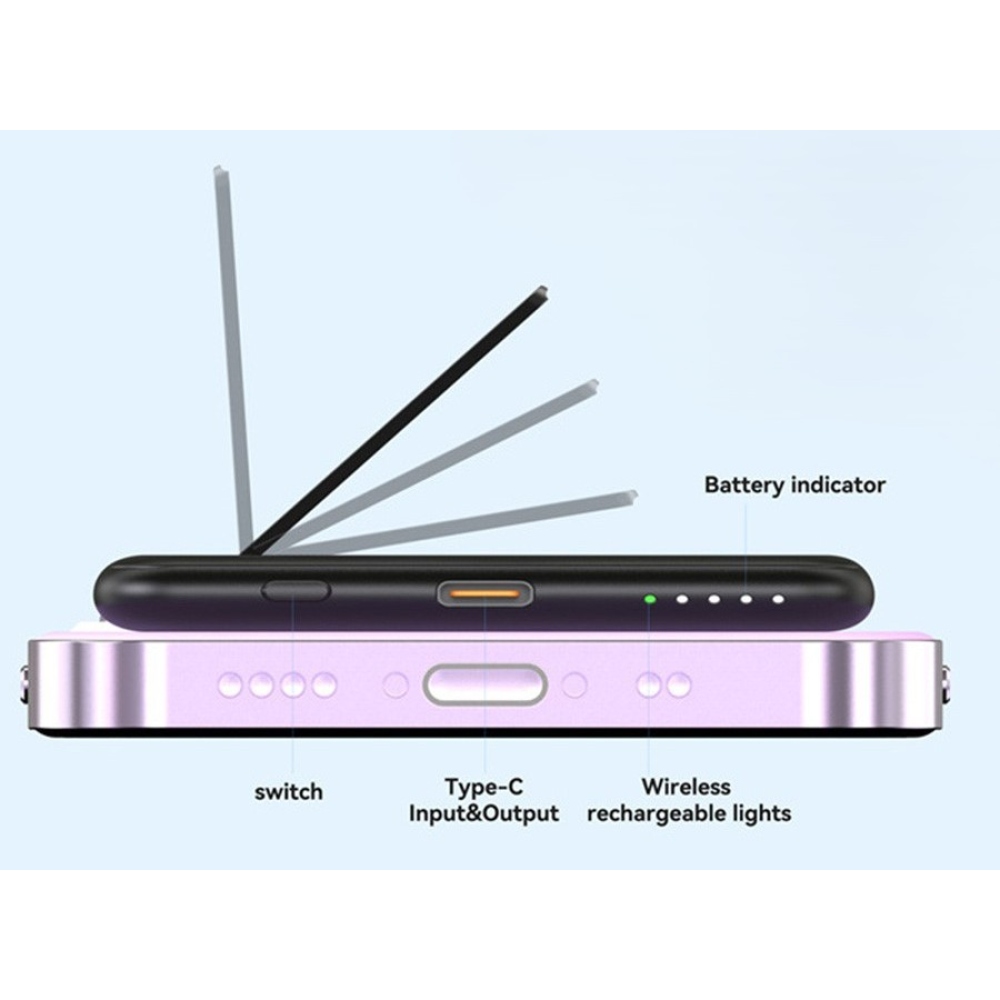 M10 Ultra tenká magnetická powerbanka 5000 mAh 15W so stojanom - čierna