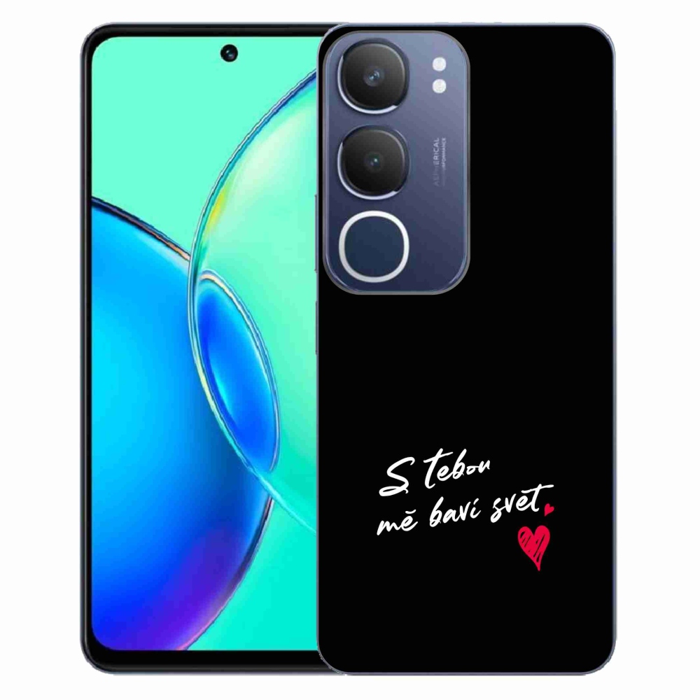 Gélový kryt mmCase na Vivo Y19s - zamilovaný text 1 čierne pozadie
