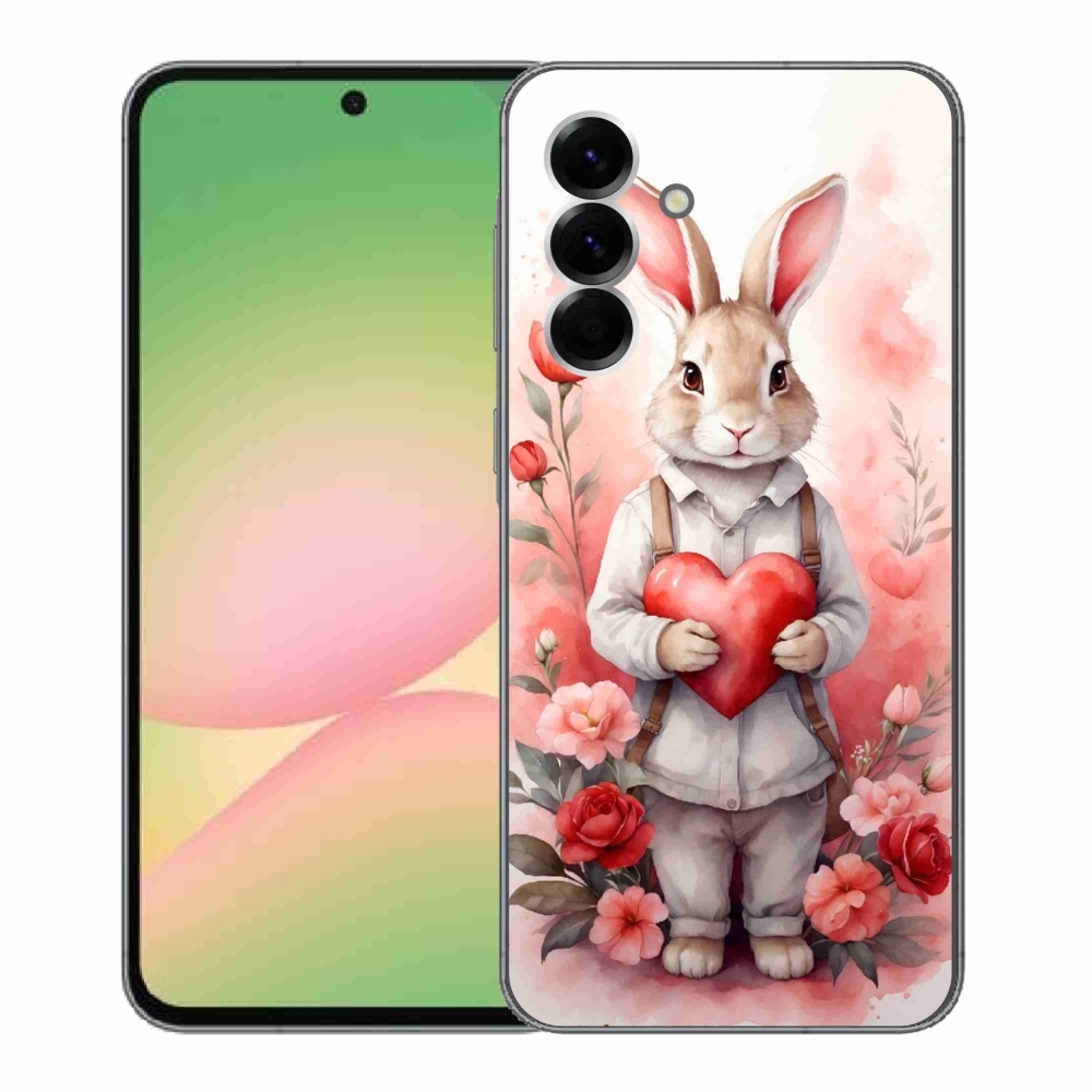 Gélový kryt mmCase na Samsung Galaxy A56 5G - zajac so srdiečkom