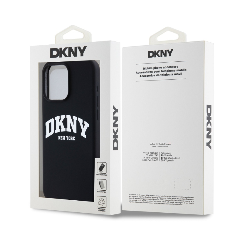 DKNY Liquid Silicone Arch Logo MagSafe Zadný Kryt pre iPhone 15 Pro Max Black