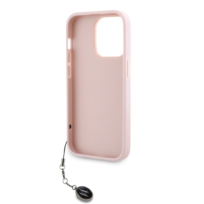 Karl Lagerfeld PU Saffiano Rhinestone Charm Zadný Kryt pre iPhone 14 Pro Max Pink