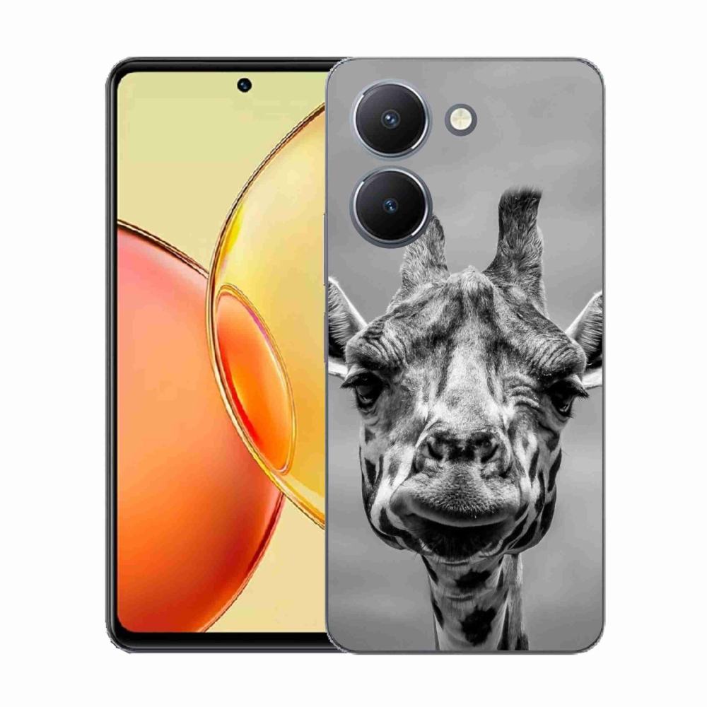 Gélový kryt mmCase na Vivo Y36 - čiernobiela žirafa