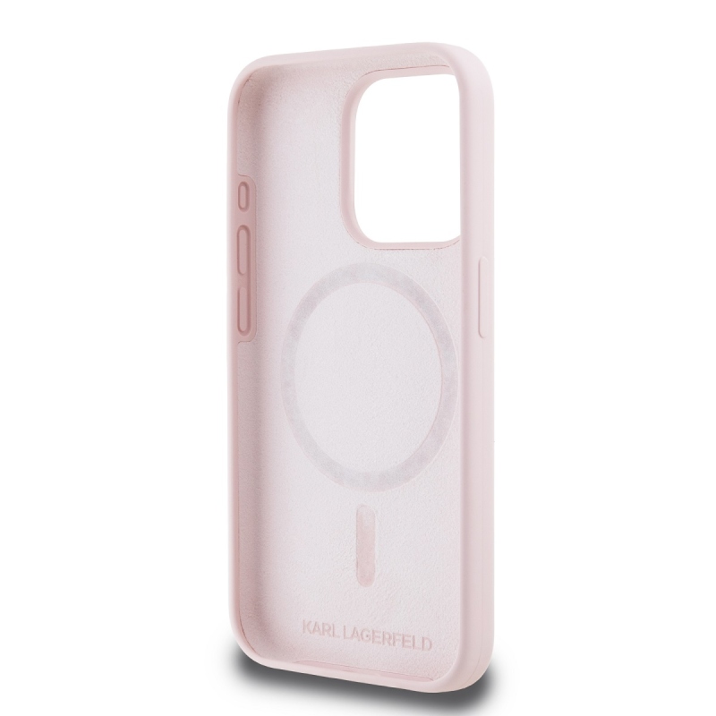 Karl Lagerfeld Liquid Silicone Double Heads Magsafe Zadný Kryt pre iPhone 15 Pro Pink