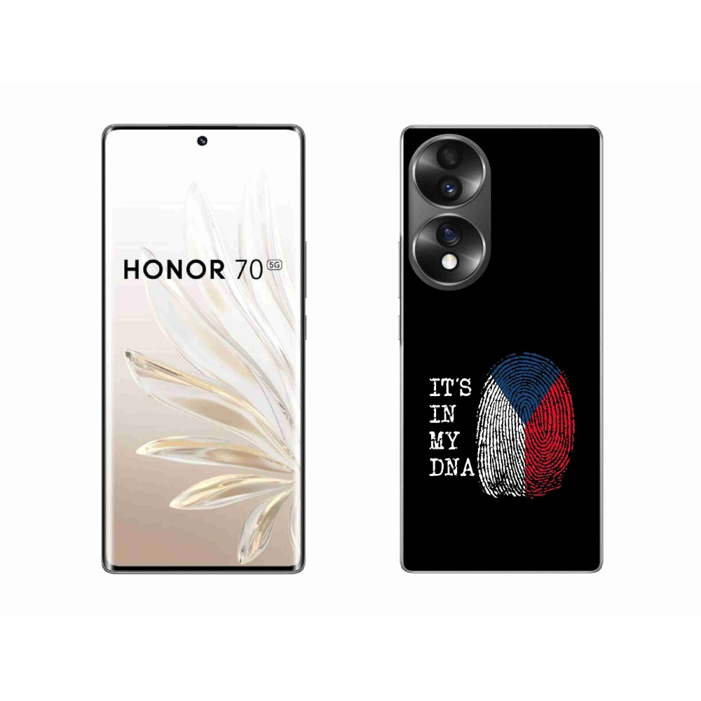 Gélový kryt mmCase na Honor 70 - vlajka odtlačok prsta čierne pozadie