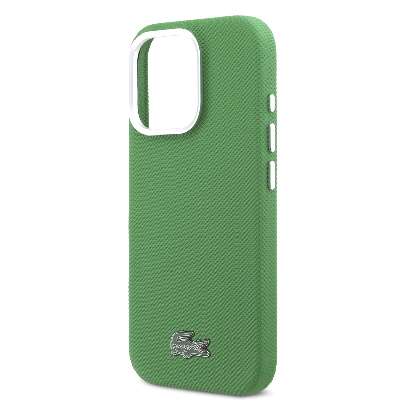 Lacoste PVC Iconic Petit Pique Metal Logo MagSafe zadný kryt pre iPhone 16 Pro Estragon Green