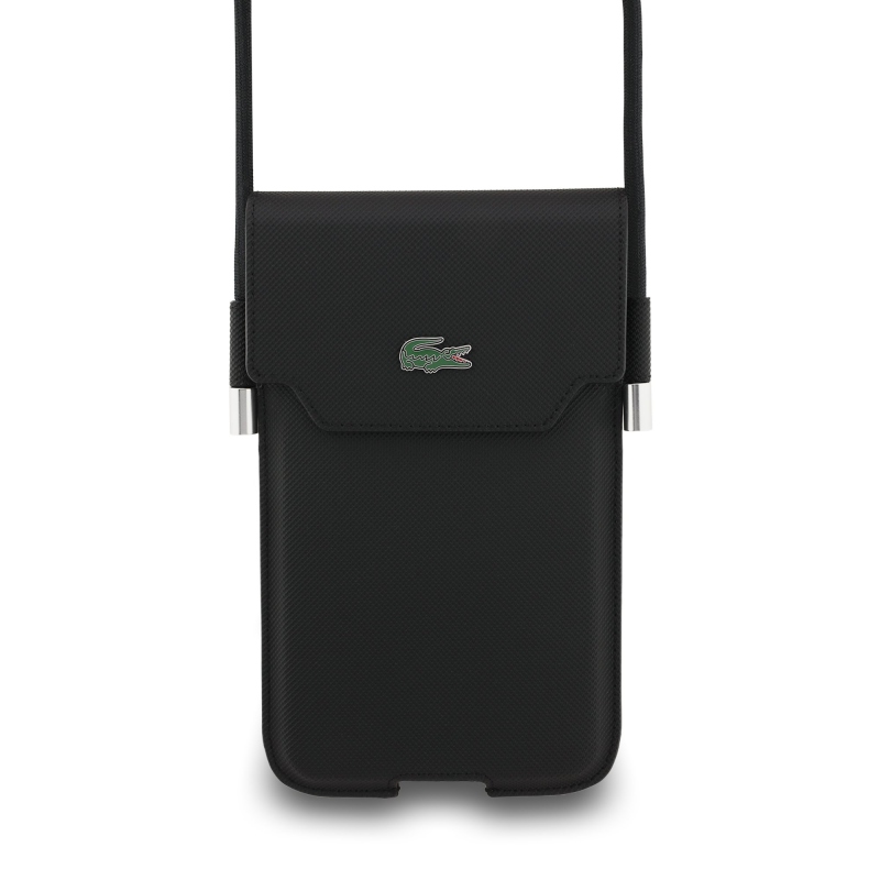 Lacoste PVC Iconic Petit Pique Metal Logo Vrecko na Telefón XL Black