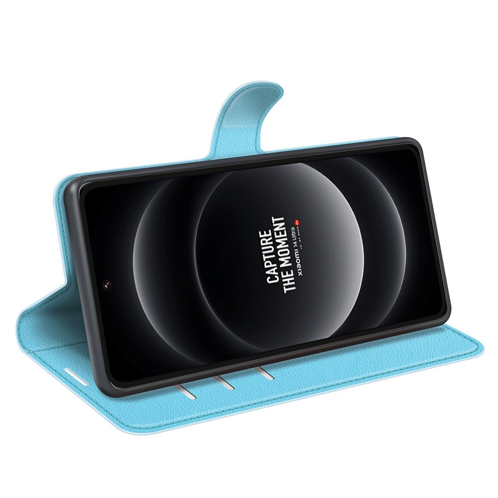 Litchi knižkové púzdro na Xiaomi 14 Ultra - modré