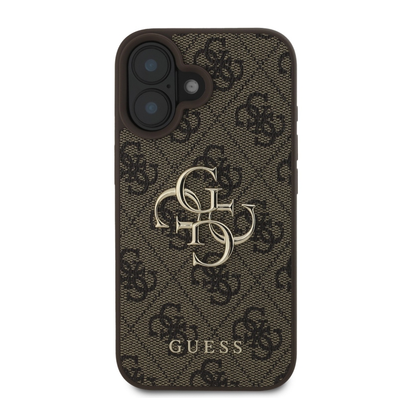 Guess PU 4G Metal Logo Zadný Kryt pre iPhone 16 Plus Brown