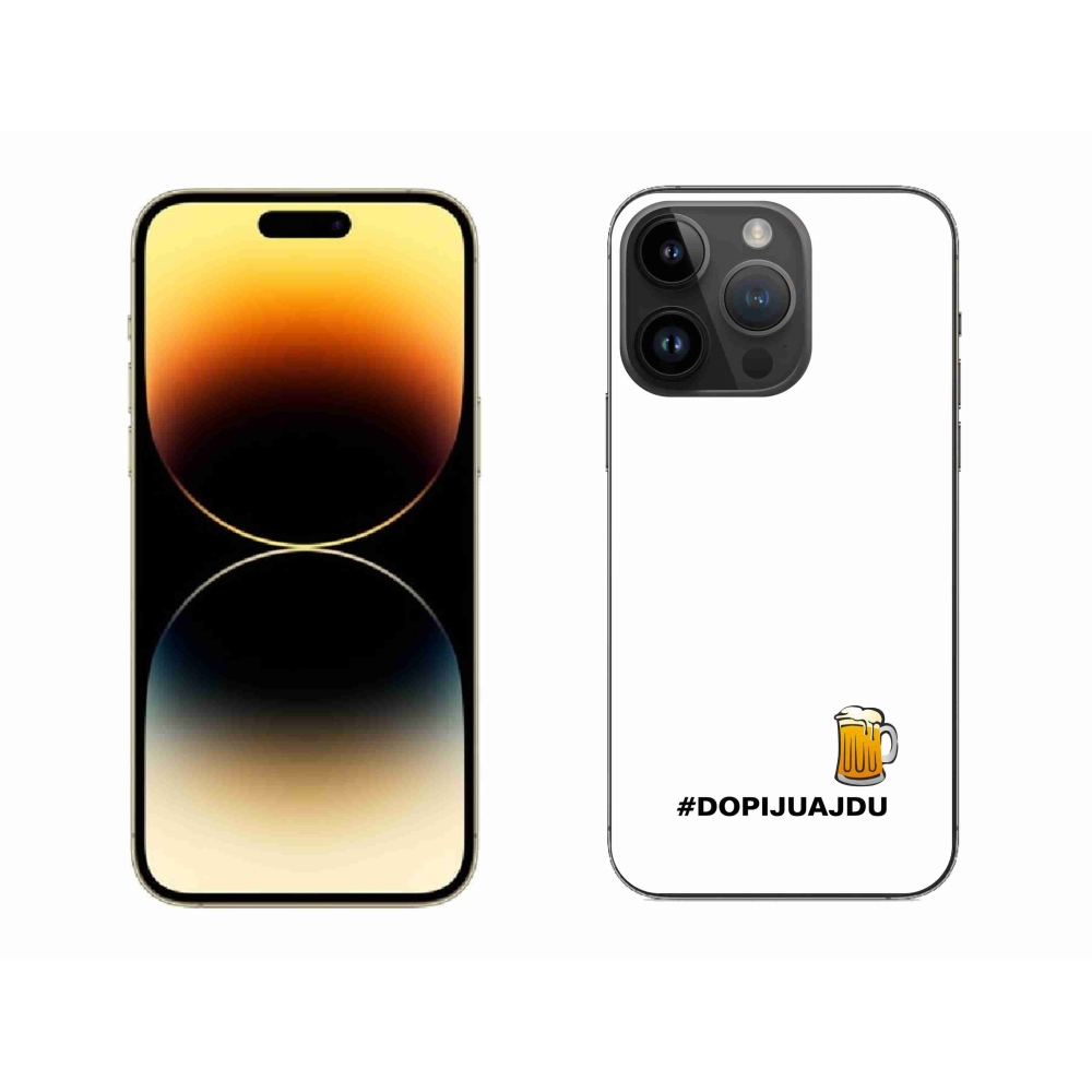 Gélový kryt mmCase na iPhone 14 Pro Max 6.7 - pivný motív 1 biele pozadie