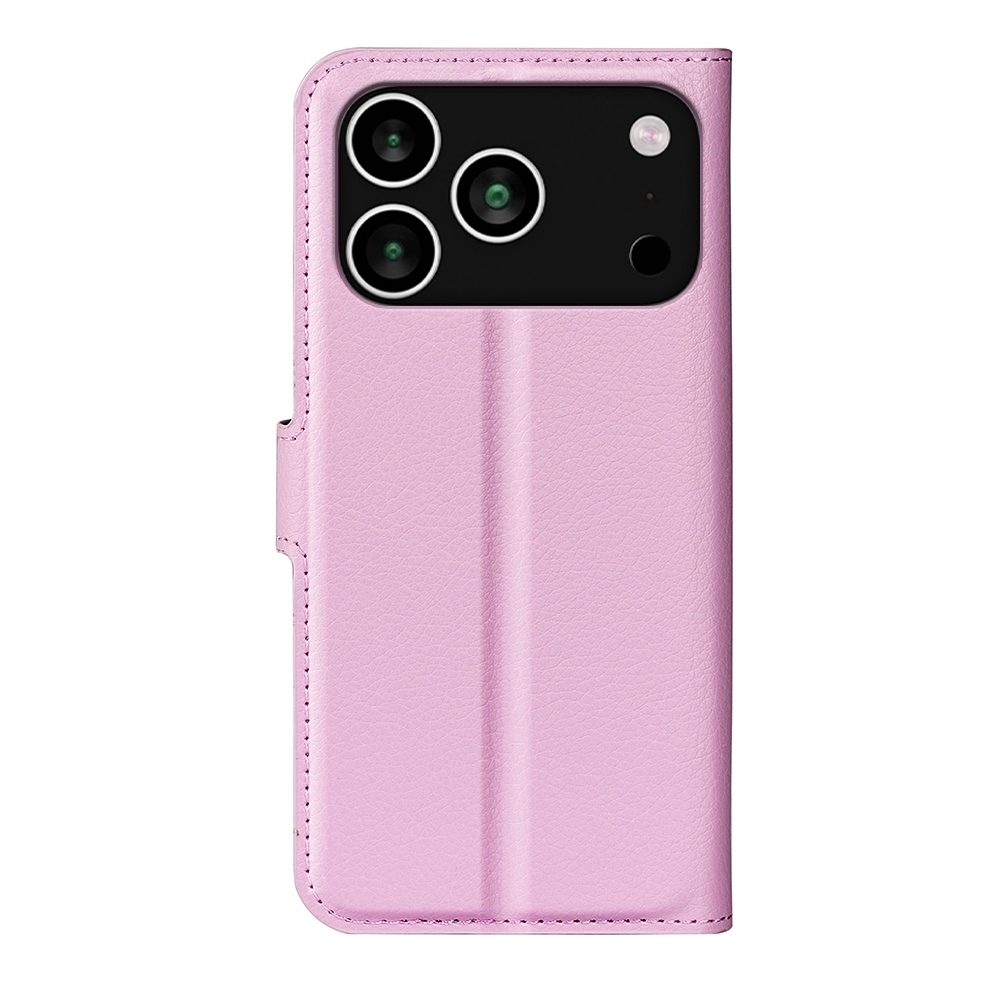 Litchi knižkové púzdro na iPhone 17 Pro - ružový