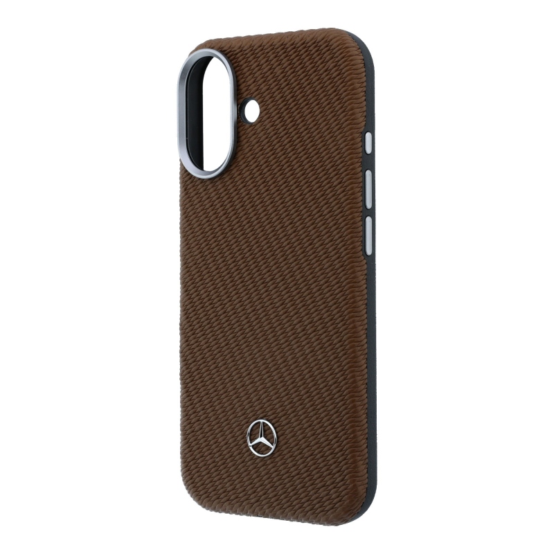 Mercedes PU koža a drevo, čiastočne obopínajúci zadný kryt s MagSafe pre iPhone 17, farba Camel