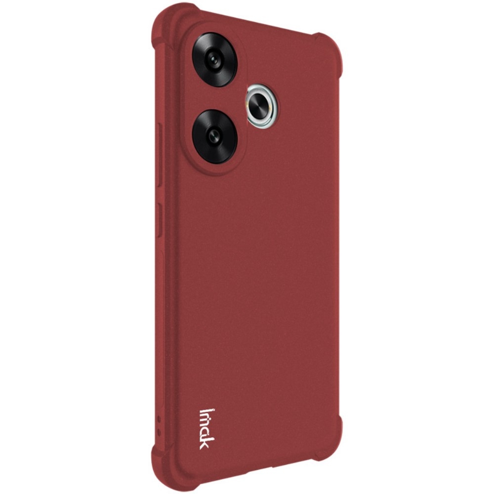 IMK matný gélový obal s vystuženými rohmi na Xiaomi Poco F6 - červený