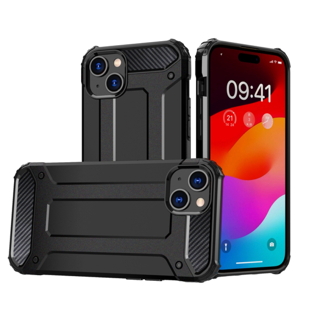 Armor odolný hybridný kryt na iPhone 15 - čierny