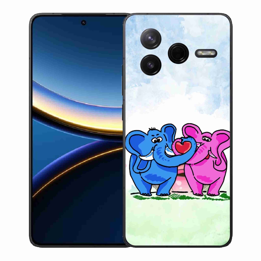 Gélový kryt mmCase na Xiaomi Poco F7 Pro - zamilovaní slony