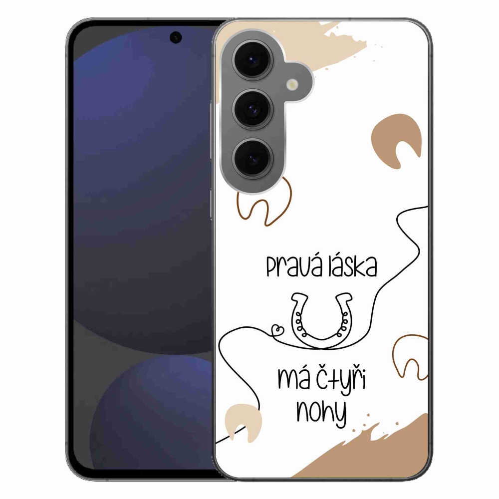 Gélový kryt mmCase na Samsung Galaxy S24 FE - konský motív biele pozadie
