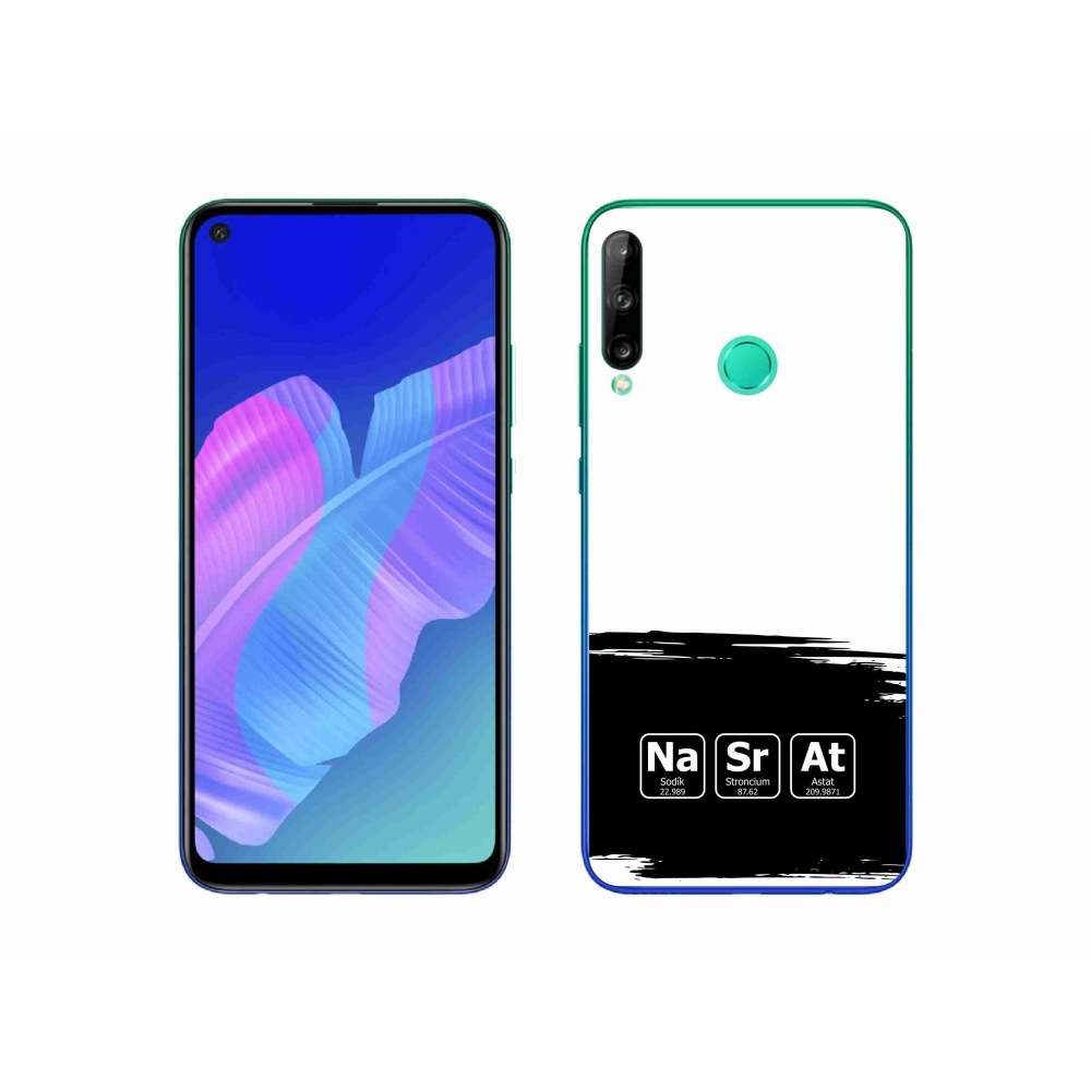 Gélový kryt mmCase na Huawei P40 Lite E - chemické prvky čiernobiele pozadie