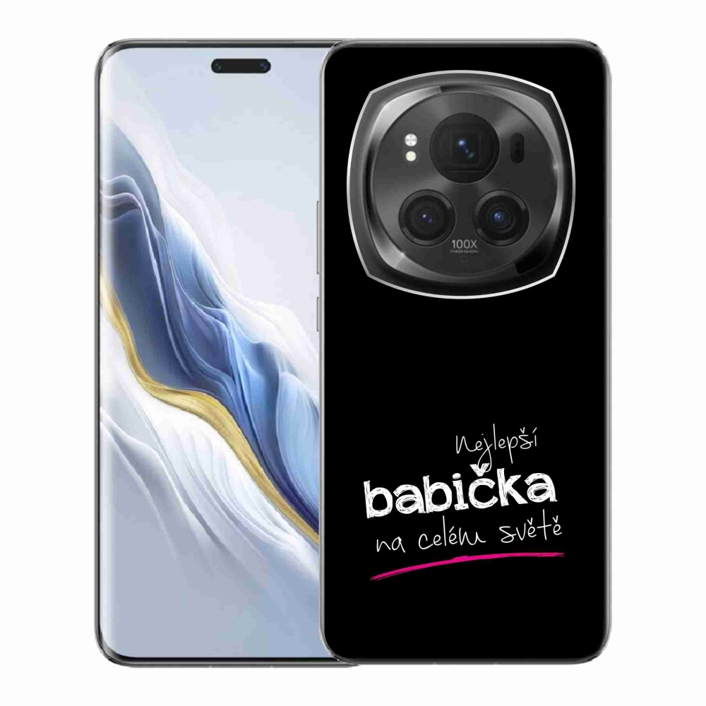Gélový kryt mmCase na Honor Magic 6 Pro 5G - najlepšia babička 4 čierne pozadie