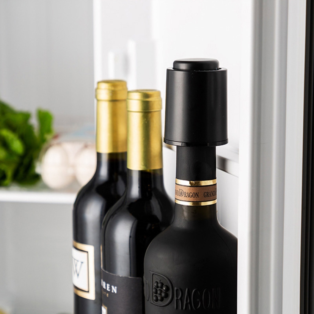 Uzáver na víno a prosecco s ukazovateľom dátumu - čierny