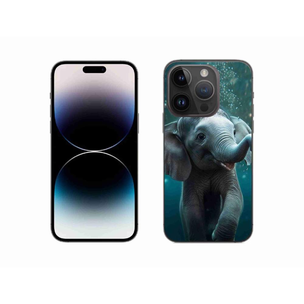 Gélový kryt mmCase na iPhone 14 Pro - sloník pod vodou