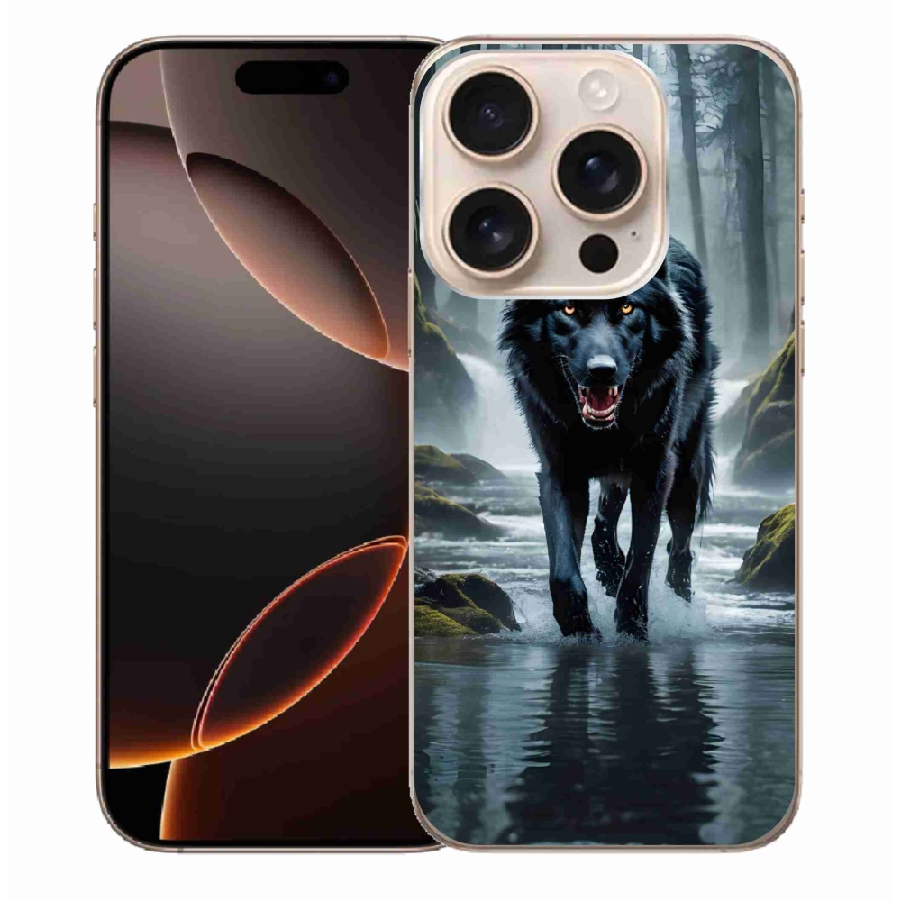 Gélový kryt mmCase na iPhone 16 Pro Max - čierny vlk