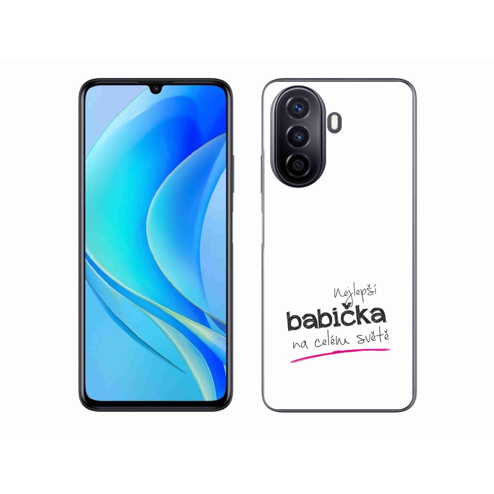 Gélový kryt mmCase na Huawei Nova Y70 - najlepšia babička 4 biele pozadie