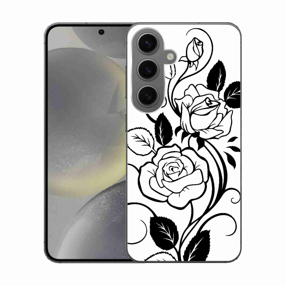 Gélový kryt mmCase na Samsung Galaxy S24 - čiernobiela ruža
