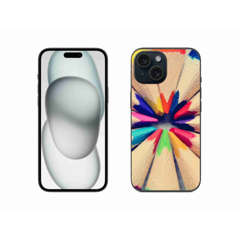 Gélový kryt mmCase na iPhone 15 - pastelky