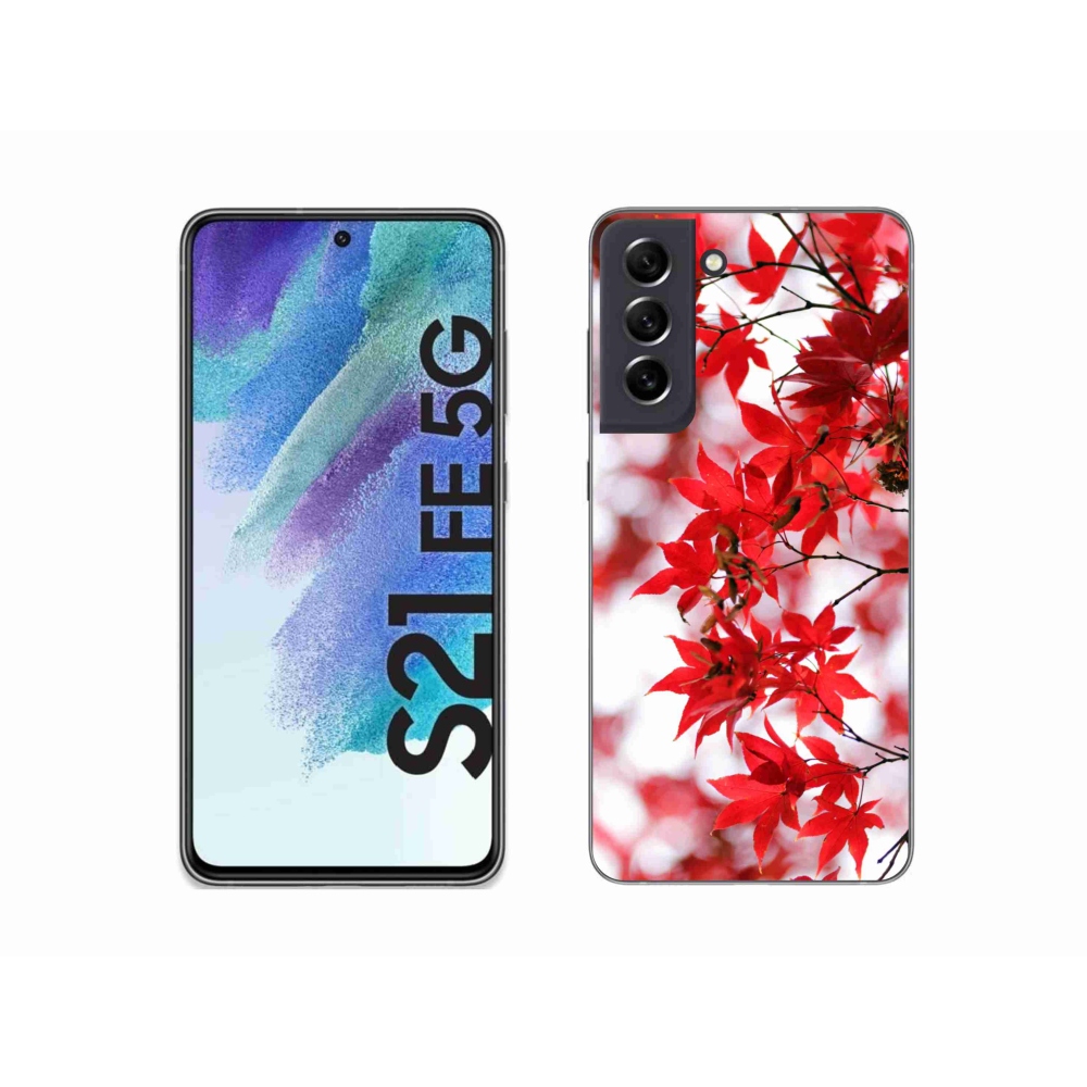 Gélový kryt mmCase na Samsung Galaxy S21 FE 5G - červené listy