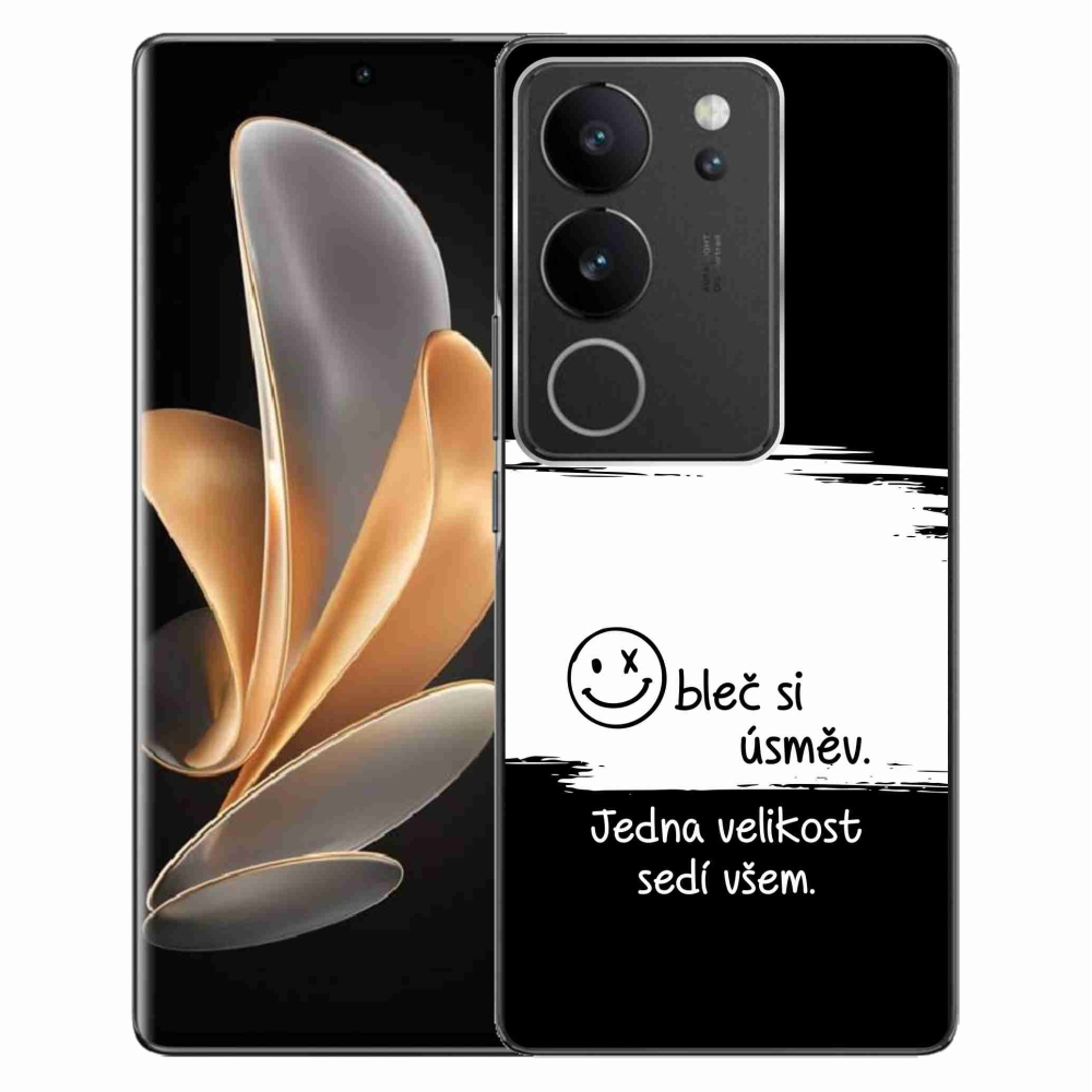 Gélový kryt mmCase na Vivo V29 5G - vtipný text 8 bieločierne pozadie
