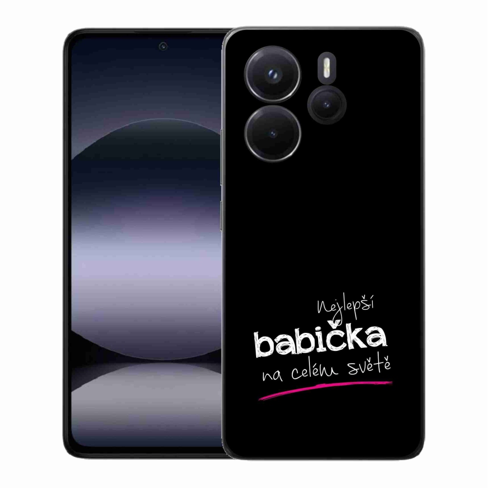 Gélový kryt mmCase na Xiaomi Redmi Note 14 - najlepšia babička 4 čierne pozadie