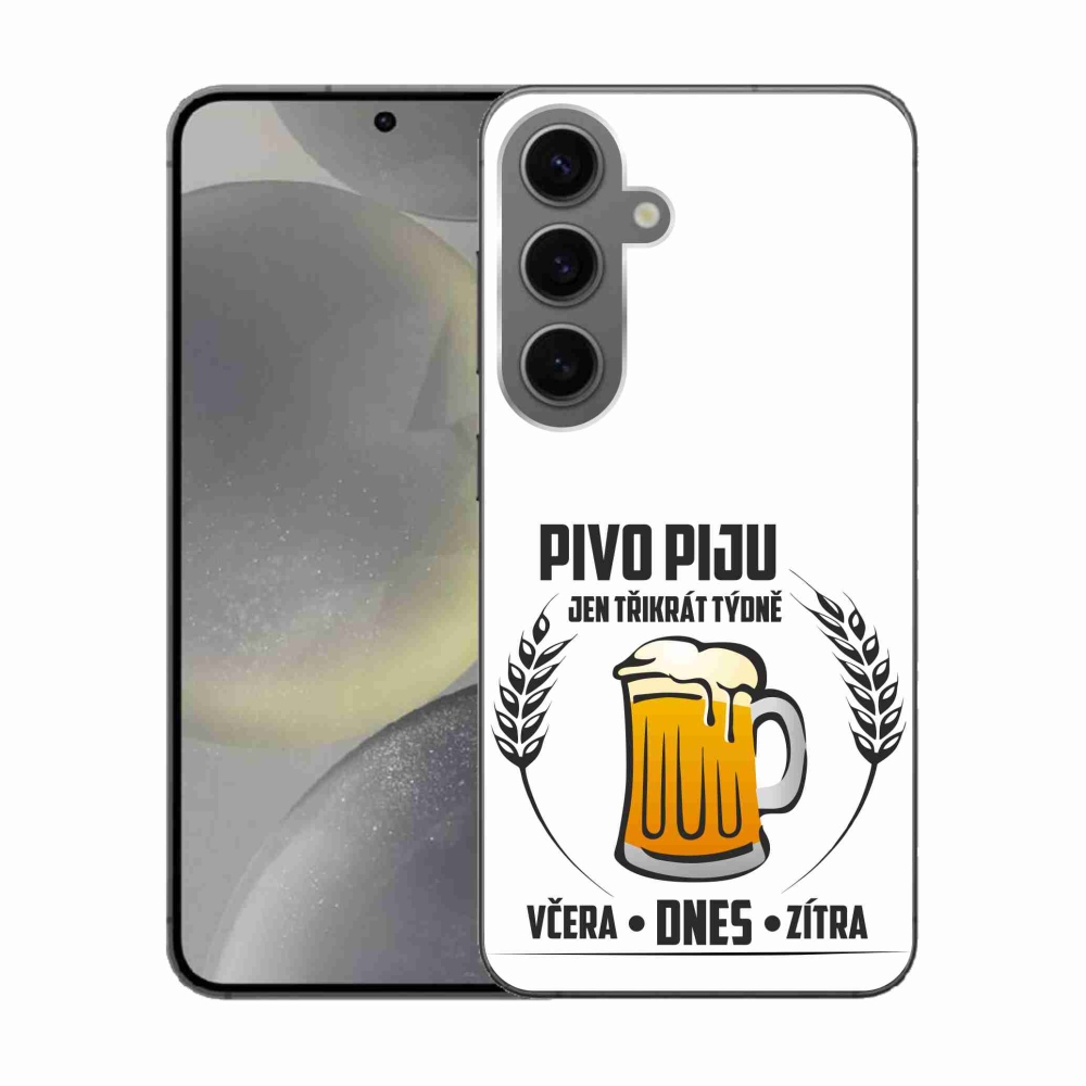 Gélový kryt mmCase na Samsung Galaxy S24 - pivný motív biele pozadie