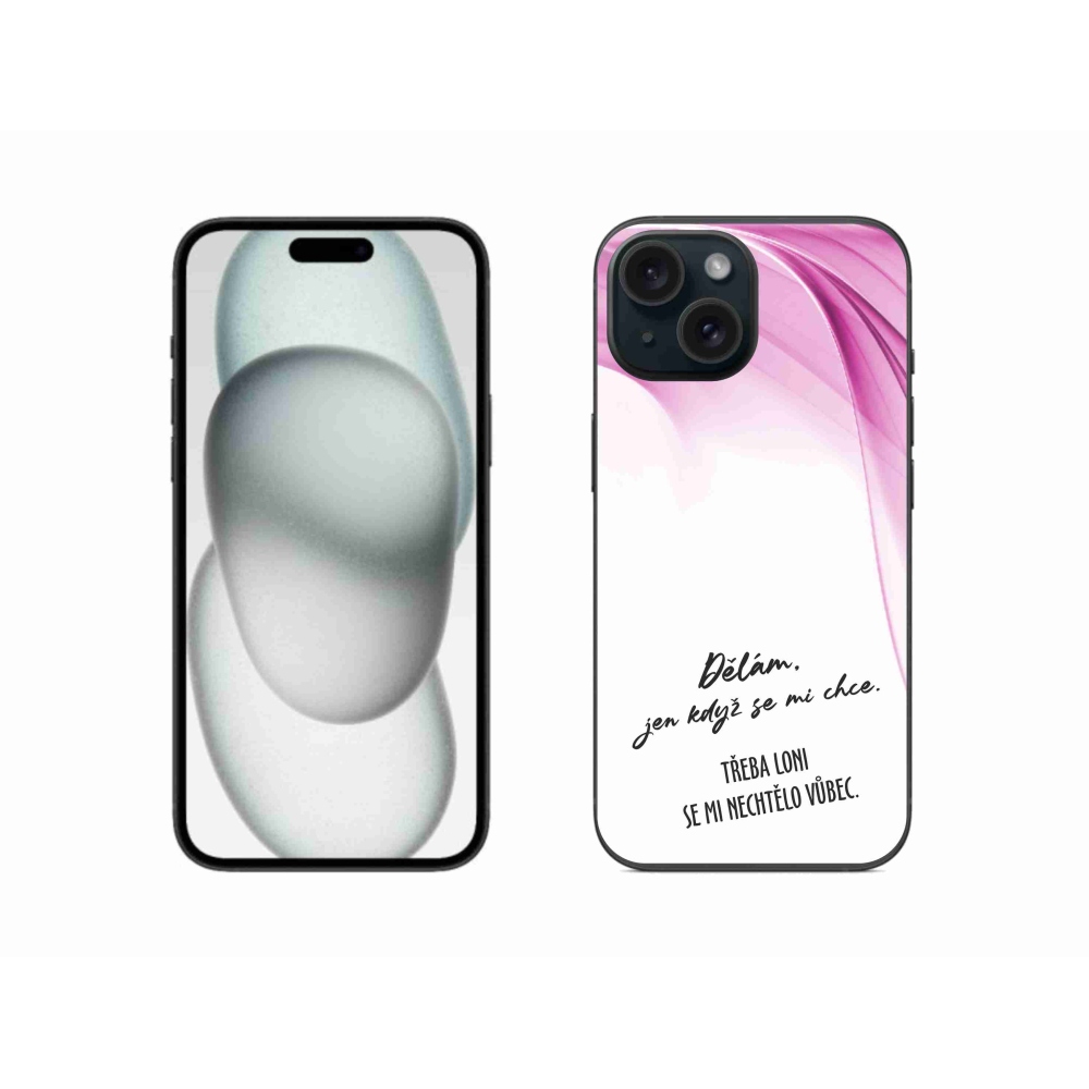 Gélový kryt mmCase na iPhone 15 - vtipný text 12 biele pozadie