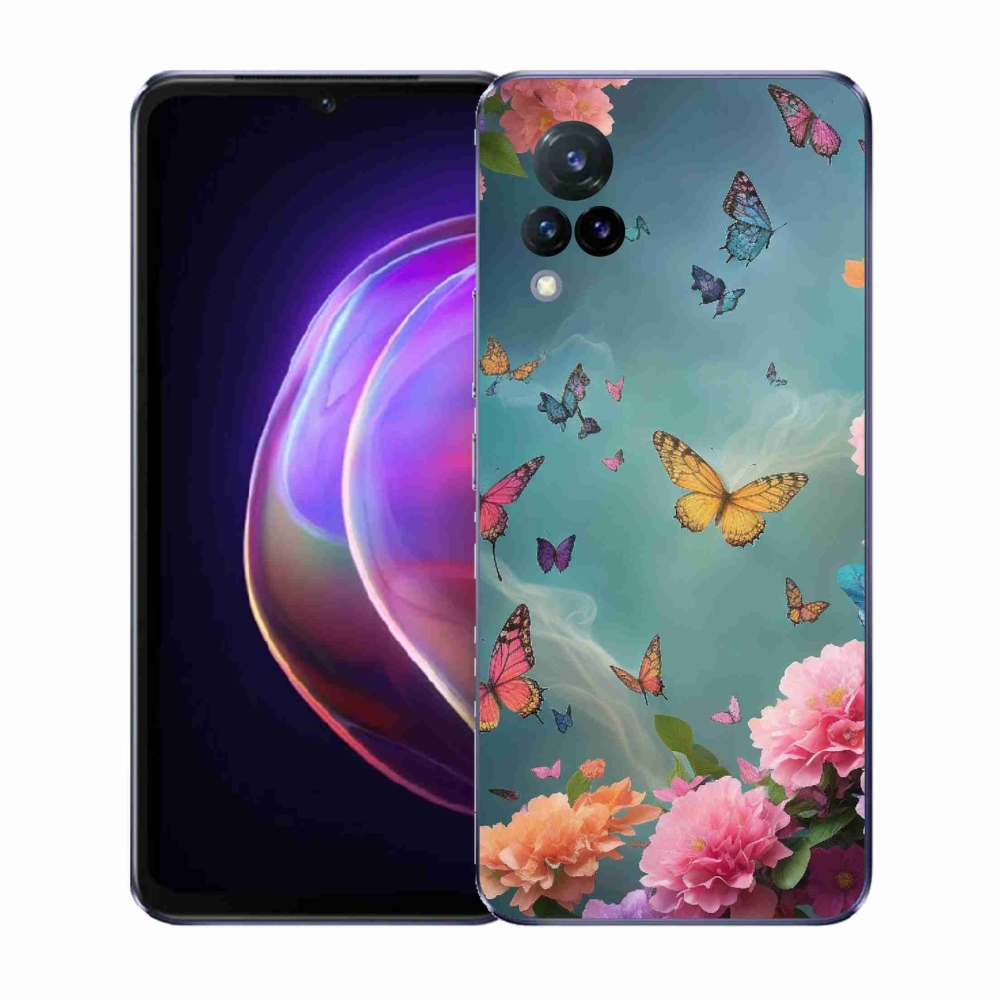 Gélový kryt mmCase na Vivo V21 4G/5G - farebné kvety a motýle